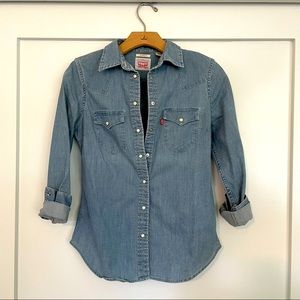 Levi Strauss stretch denim pearl snap button XS